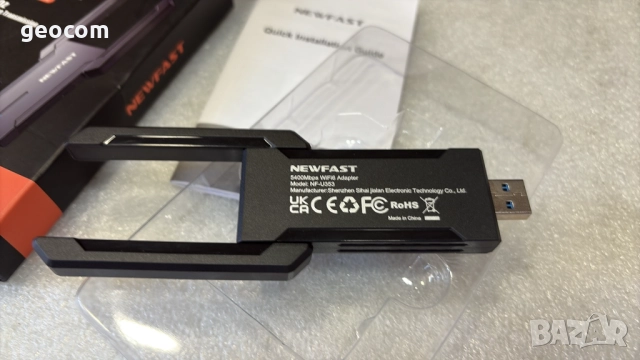 NewFast Wi-Fi 6 USB Adapter (USB v.3.0,2.4/5.8/6.0Ghz), снимка 4 - Мрежови адаптери - 51698670