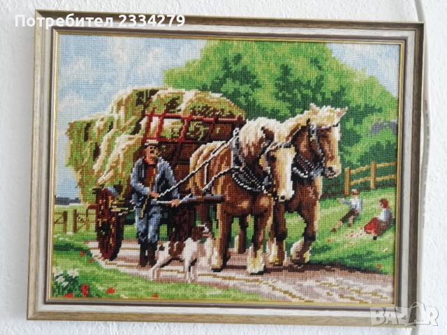 Стари гоблени поставени в остъклени дървени рамки. , снимка 16 - Гоблени - 51803074