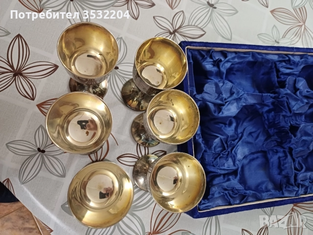 6 посребрени чаши, снимка 3 - Антикварни и старинни предмети - 52121566