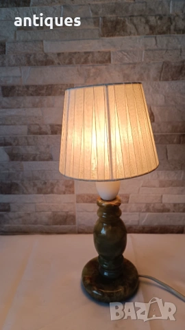 Стара нощна лампа с основа от оникс - Антика