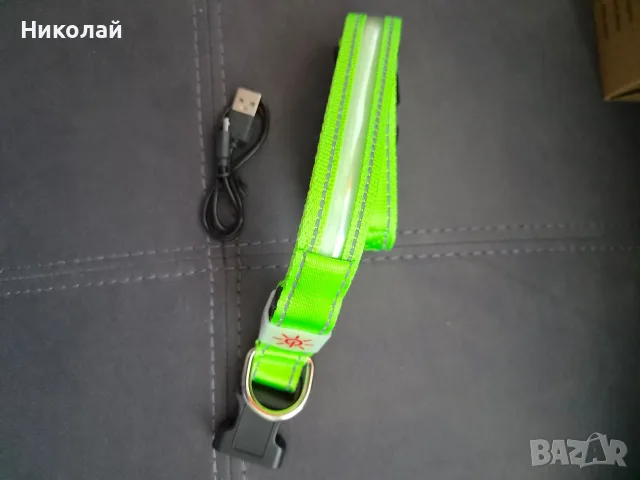 LED Светещ Нашийник за Куче – Презареждаем и Светлоотразителен (Розов / Зелен), снимка 3 - За кучета - 55961488