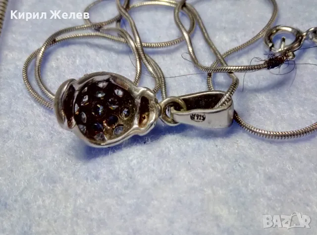 НЕЖНО ИТАЛИАНСКО СРЕБЪРНО КОЛИЕ със СКЪПОЦЕНЕН СРЕБЪРЕН ПЕНДАНТ РОДИРАНО СРЕБРО 925 ПРОБА 43359, снимка 2 - Колиета, медальони, синджири - 50136136