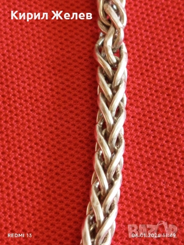 Сребърна гривна плетка тип ЖИТЕН КЛАС много красива майсторска ръчна изработка 50861, снимка 6 - Гривни - 53004528