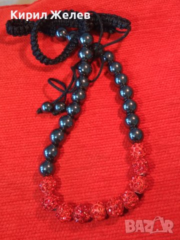 СТИЛНО КРАСИВО АРТ КОЛИЕ от ПОЛИРАН МАГНЕТИТ и ФАСЕТИРАНИ ИСКРЯЩИ КРИСТАЛИ ХЕНД МЕЙД БИЖУ 38710, снимка 3 - Колиета, медальони, синджири - 41761834