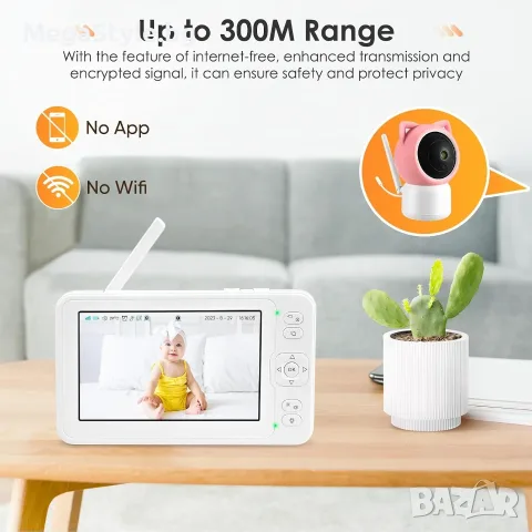Бебефон с 1080P HD Камера и 5" Дисплей Sunowl – Безопасност без WiFi, снимка 7 - Бебефони - 55959086