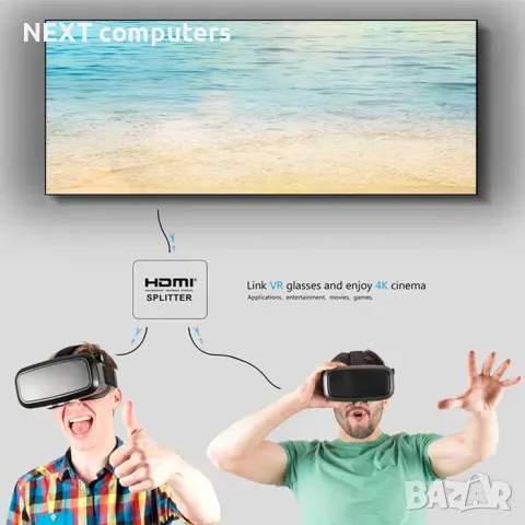 4K HDMI активен сплитер, разклонител, Splitter 1 входa и 2 изхода, снимка 7 - Кабели и адаптери - 47902769