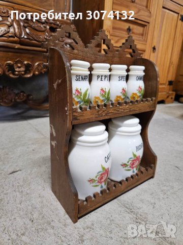 Етажерка за стена с буркани за подправки, снимка 2 - Етажерки - 40208179