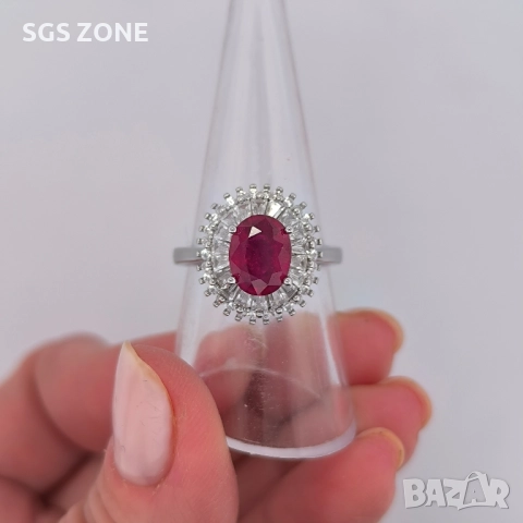 сребърни обеци с рубин, снимка 7 - Обеци - 51760016