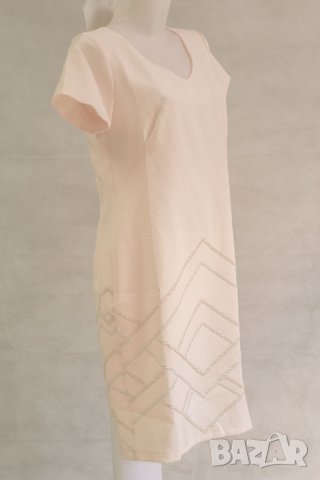Бледорозова рокля с фигурални мотиви Margo Collection 2XL, снимка 3 - Рокли - 42638368