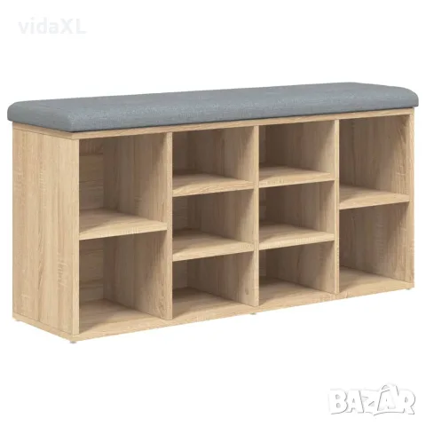 vidaXL Пейка за обувки, сонома дъб, 102x32x50 см, инженерно дърво