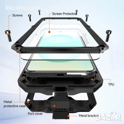 R-JUST Защитен Калъф за Samsung S26 5G - IP54, Плъзгащо капаче, Метална стойка, 4 цвята, снимка 7 - Калъфи, кейсове - 53854315