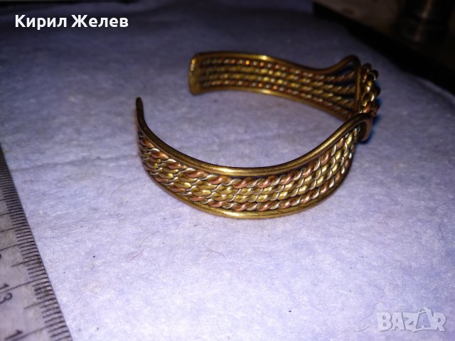 СТАРА АЖУРНА РЕГУЛИРУЕМА МЕДНО - БРОНЗОВА МАЙСТОРСКИ РЪЧНО ИЗРАБОТЕНА ГРИВНА 10388, снимка 5 - Антикварни и старинни предмети - 41281250