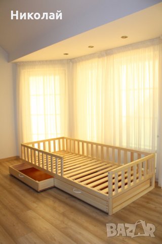 Детско легло Монтесори с решетки прегради МАСИВ, снимка 2 - Мебели за детската стая - 35965593
