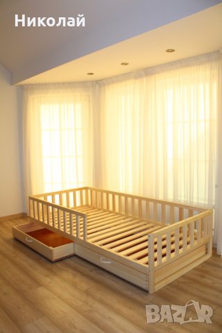 Детско легло Монтесори с решетки прегради МАСИВ, снимка 2 - Мебели за детската стая - 35965593