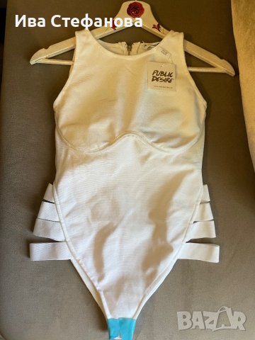 Ново с етикет хигиена лепенка луксозно парти елегантно официално бяло бандажно боди , снимка 10 - Потници - 41773314