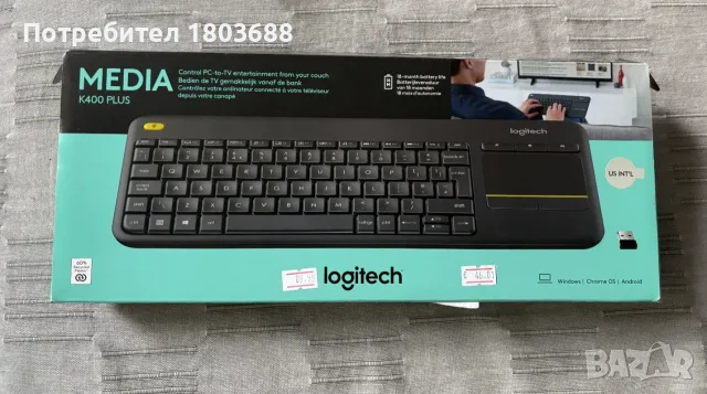 Клавиатура LOGITECH K400 PLUS BLACK, снимка 2 - Клавиатури и мишки - 56133896