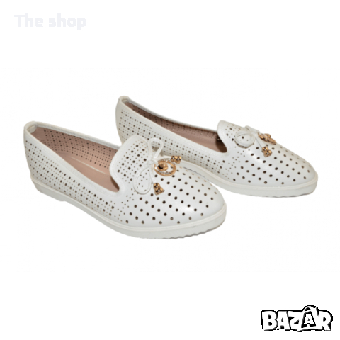 Дамски летни обувки тип пантофки бяло