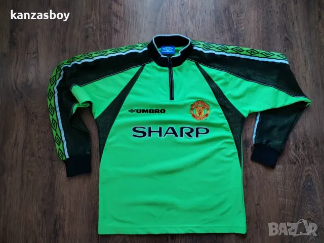 UMBRO Manchester United 1998-99 Retro Goalkeeper Shirt Green - футболна ретро блуза М-Л, снимка 6 - Блузи - 49561062