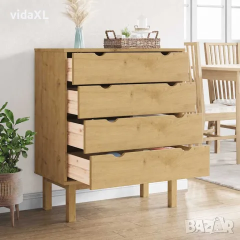 vidaXL Шкаф с чекмеджета OTTA, 76,5x39,5x90 см, борово дърво масив, снимка 3 - Скринове - 56147226