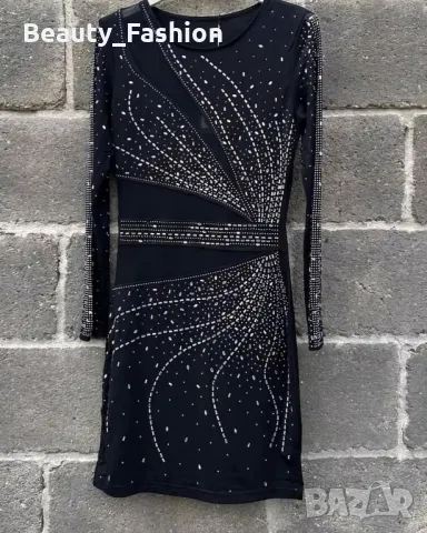 Ефектна дамска рокля с камъни , снимка 2 - Рокли - 49569793