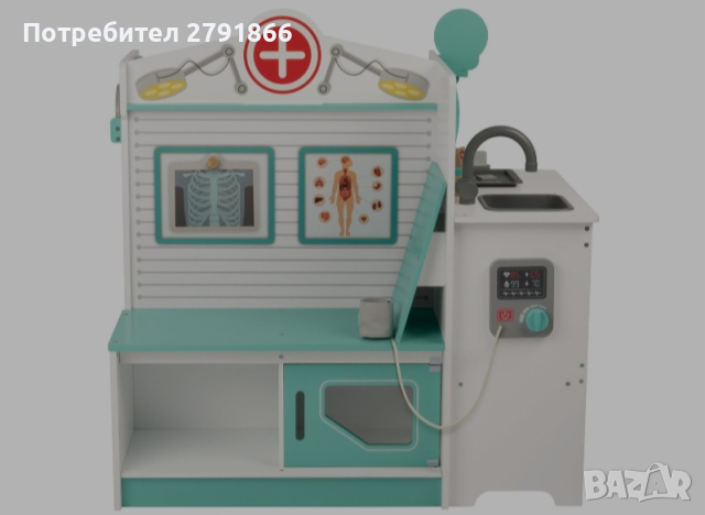 Монтесори - Дървен лекарски кабинет Playtive зона за чакане прегледи и аксесоари, снимка 8 - Образователни игри - 44673470