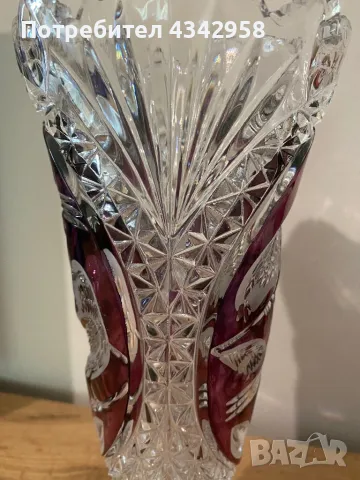 Hofbauer collection. Vintage 1960-1970г.Кристална ваза с птици., снимка 4 - Антикварни и старинни предмети - 50418972