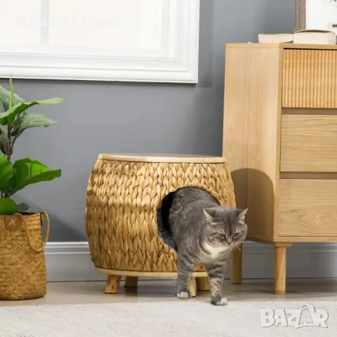 Котешка пещера Pawhut, изработена от воден зюмбюл, снимка 3 - За котки - 55946316
