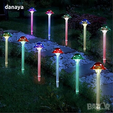 6428 Градинска соларна лампа гъбка, 33 см, снимка 6 - Градински мебели, декорация  - 53533042