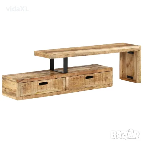 vidaXL ТВ шкаф (118-200) x 30 x 40 см, масивно дърво, цвят манго, снимка 4 - Секции и витрини - 56147266