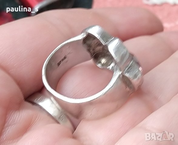 Два броя / Винтидж / Стар сребърен пръстен с Морганит и Бял сапфир проба 925 , снимка 9 - Пръстени - 42322435