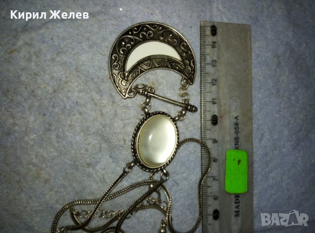 ШАРМАНТНА СТИЛНО ОРНАМЕНТИРАНА СРЕБРИСТА ВИНТИДЖ ОГЪРЛИЦА КОЛИЕ 13605, снимка 8 - Колиета, медальони, синджири - 42015543