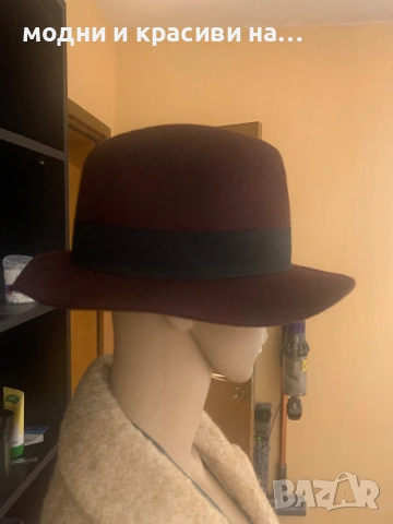 Дамски шапки федора- бордо и шоколадово кафяво, снимка 14 - Шапки - 53258018
