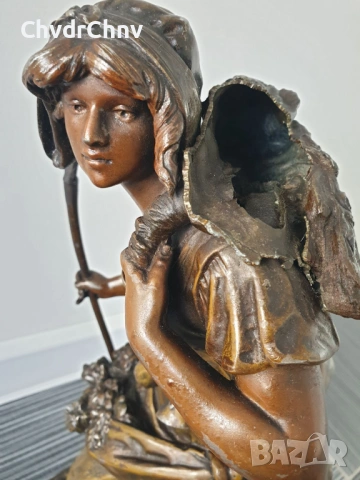 45см-3кг Moreau ЦAM статуетка/стара френска скулптура/фигура на жена-жътварка, снимка 7 - Статуетки - 53480960
