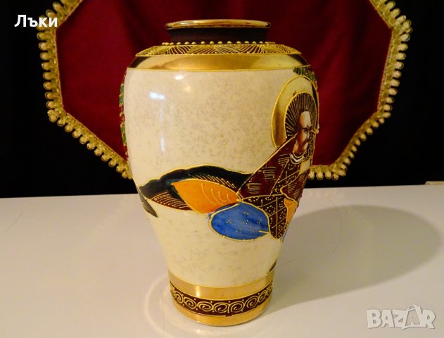 Satsuma Kinkozan Tsukuru,ваза японски порцелан. , снимка 11 - Вази - 33984435