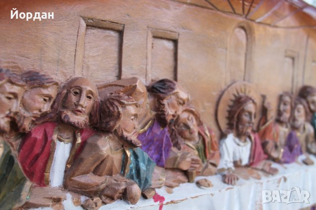 Пано дълбока дърворезба ''Тайната вечеря'', снимка 9 - Антикварни и старинни предмети - 40979794