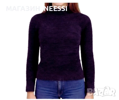 Дамски пухкав пуловер с полу-поло - Wind