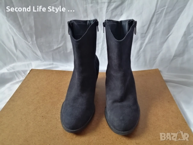 № 41 дамски боти естествен велур в син цвят, снимка 5 - Дамски боти - 53135033