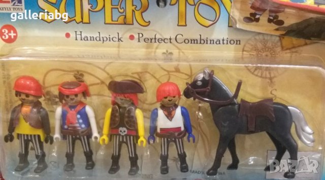 Комплект с пиратски фигурки и кон (Playmobil тип), снимка 2 - Фигурки - 40167345