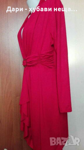 Еластична червена рокля от трико🍀❤L,XL,2XL❤🍀арт.4084, снимка 2 - Рокли - 36184320
