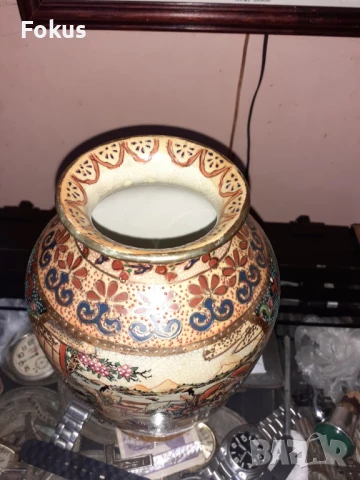 Сатцума Satsuma стара голяма ваза порцелан маркировка, снимка 3 - Антикварни и старинни предмети - 51007278