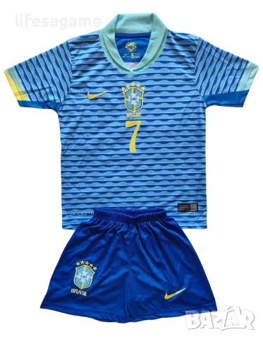 Детски футболен екип Бразилия Винисиус комплект тениска и къси панталони Brazil Vini Jr 