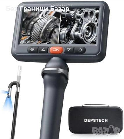 Нов DEPSTECH ендоскоп 210° с двойна камера, 5" екран и регулируемо осветление