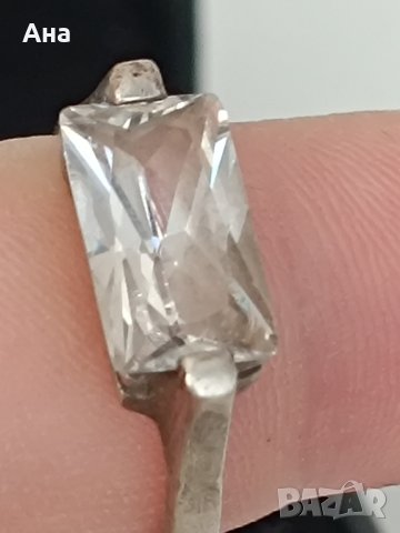 Сребърен пръстен с камък сапфир 3Г, снимка 4 - Пръстени - 44480323