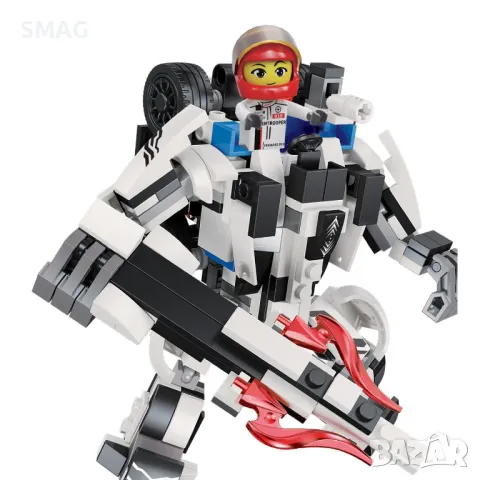 Комплект Конструктор Бяла състезателна кола - робот 2в1 с 1 фигурка (259 части) S_1241637, снимка 3 - Конструктори - 49269366