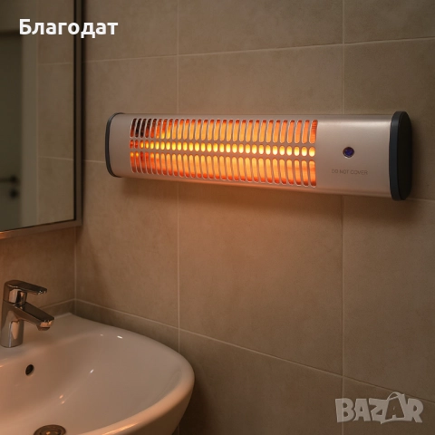 Кварцова отоплителна печка за баня Rosberg – 1200W, бял, снимка 2 - Отоплителни печки - 52882964