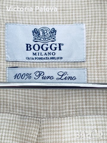 Риза BOGGI MILANO 100% тънък лен, снимка 2 - Ризи - 44395379