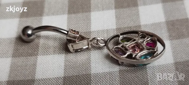 СРЕБЪРЕН ПИЪРСИНГ С РАЗНОЦВЕТНИ ЦИРКОНИ 2.83 гр. / проба 925, снимка 5 - Други - 49104225