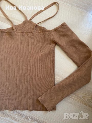 Нова бежова блуза по тялото, снимка 3 - Блузи с дълъг ръкав и пуловери - 41139216