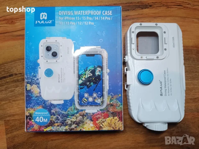 Водоустойчив калъф PULUZ 40M/130FT за iPhone 15/15 Pro/14/14 Pro/13/13 Pro/12/12 Pro, защитен корпус, снимка 8 - Калъфи, кейсове - 50493216
