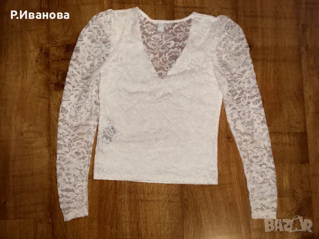 Дамска дантелена блуза, снимка 2 - Блузи с дълъг ръкав и пуловери - 49328613